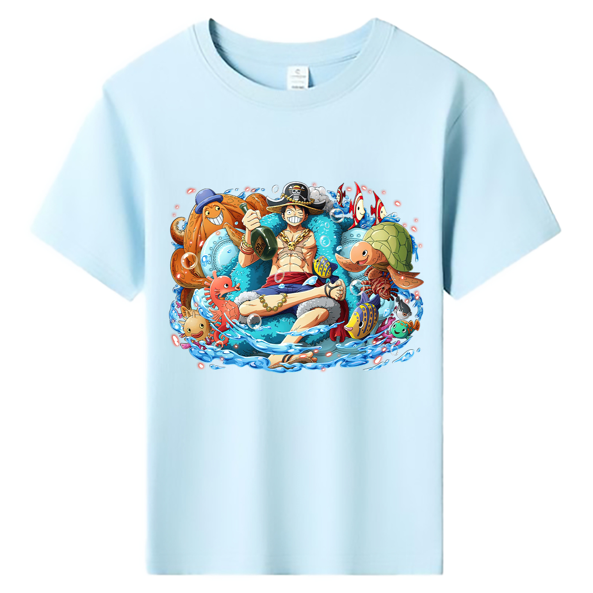 ワンピース モンキー・D・ルフィ ONE PIECE Monkey D. Luffy 綿100％キッズTシャツ（フロントプリント）